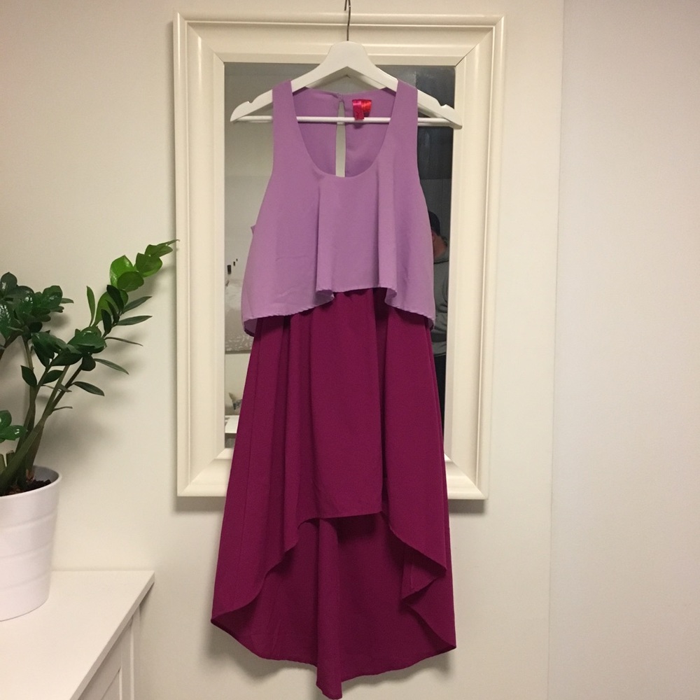 Color-Block High-Low Dress 💜💖